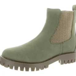 Stretch Faux Leather Ankle Boots