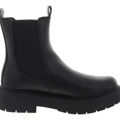 Stretch Faux Leather Chelsea Boots