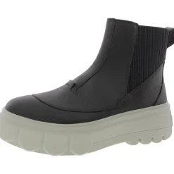 Stretch Faux Leather Chelsea Boots