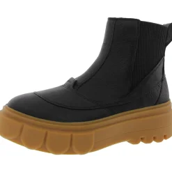 Stretch Faux Leather Chelsea Boots