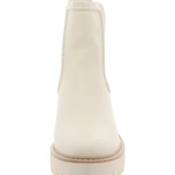 Stretch Faux Leather Chelsea Boots