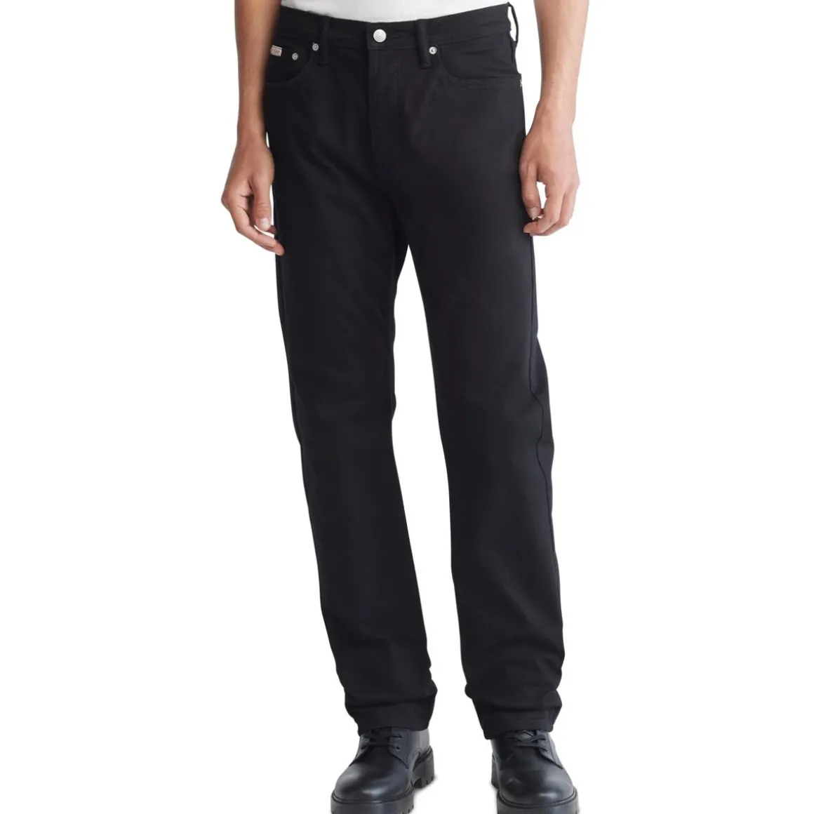 Stretch Mid Rise Straight Leg Jeans