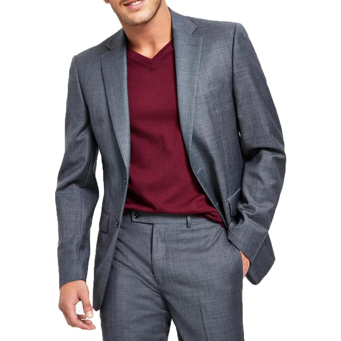Stretch Wool Two-Button Blazer
