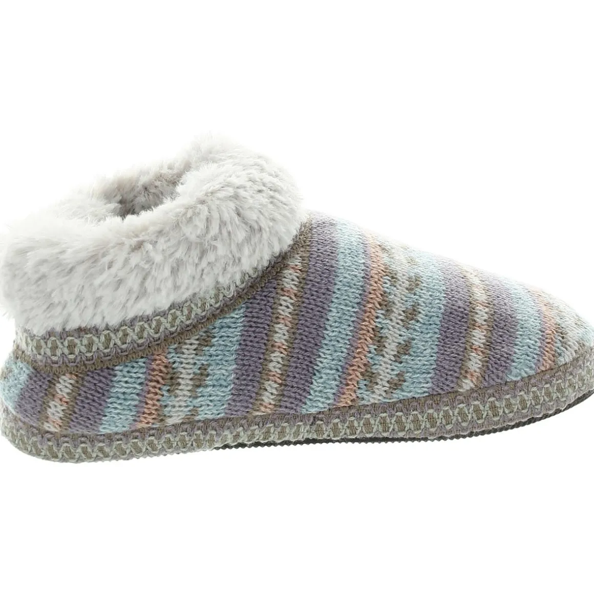 Striped Faux Fur Bootie Slippers