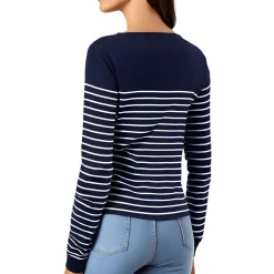 Striped Knit V-Neck Sweater