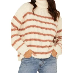 Striped Turtleneck Pullover Sweater