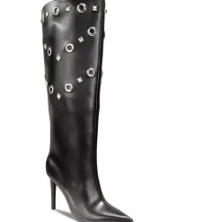 Studded Faux Leather Knee-High Boots