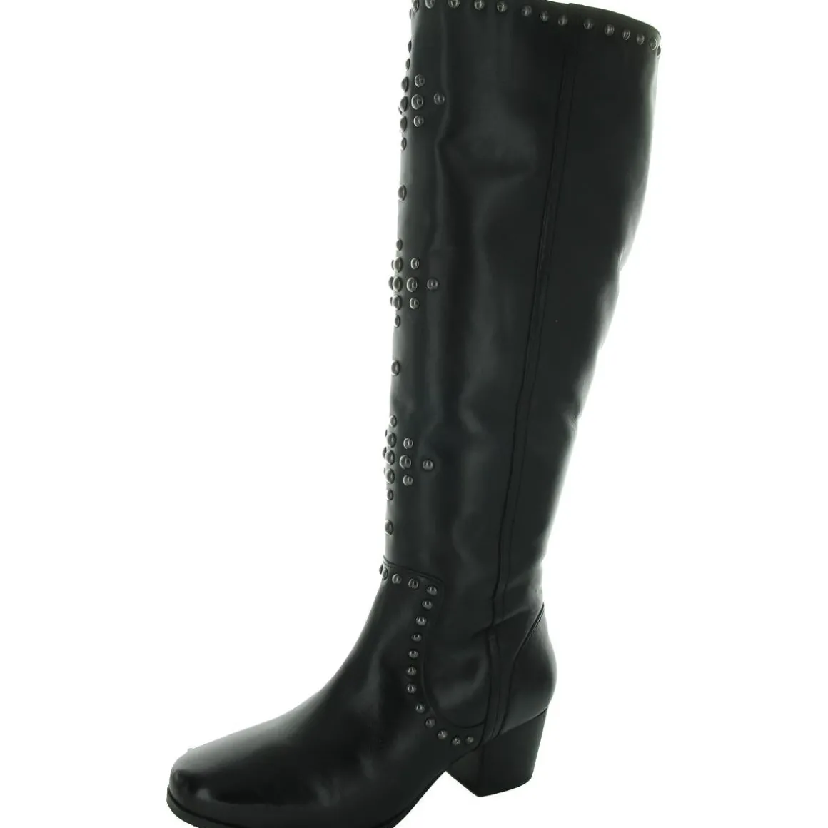 Studded Leather Knee-High Boots
