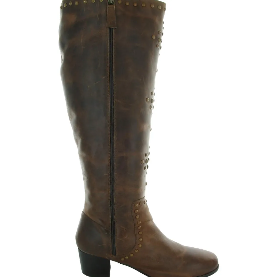 Studded Leather Knee-High Boots