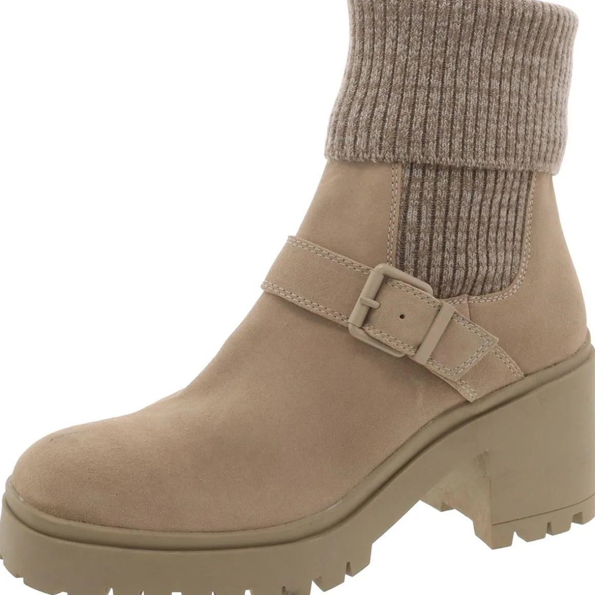 Suede Block Heel Ankle Boots