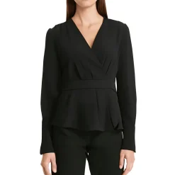 Surplice Long Sleeve Peplum Top
