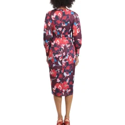 Surplice Mid Calf Wrap Dress