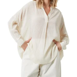 Surplice Neckline French Cuff Blouse