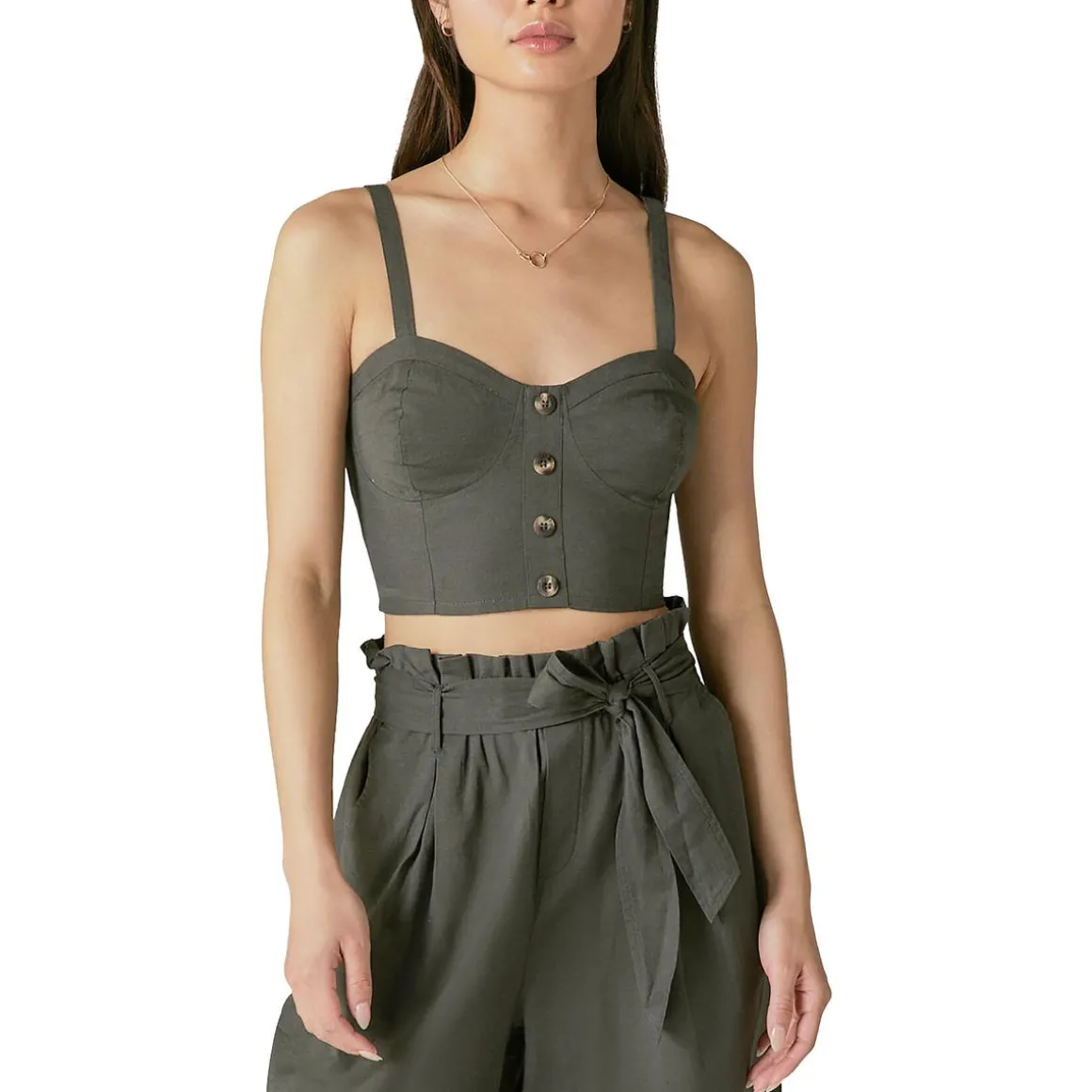 Sweetheart Neck Sleeveless Cropped