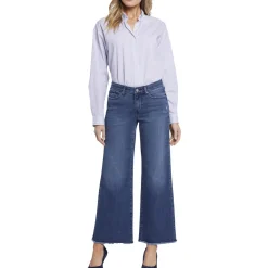 Teresa Frayed Hem Denim Wide Leg Jeans
