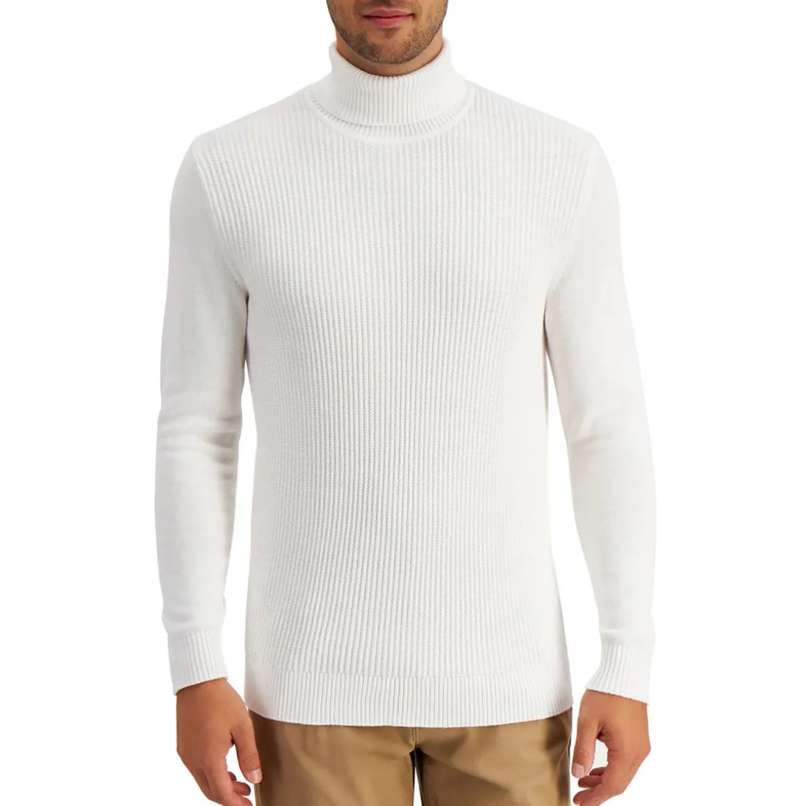Textured Cotton Turtleneck Sweater