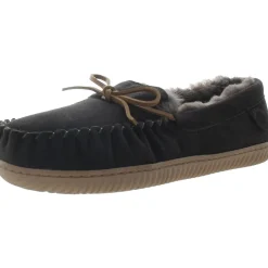 Textured Suede Moccasin Slippers