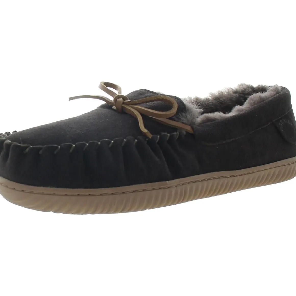 Textured Suede Moccasin Slippers