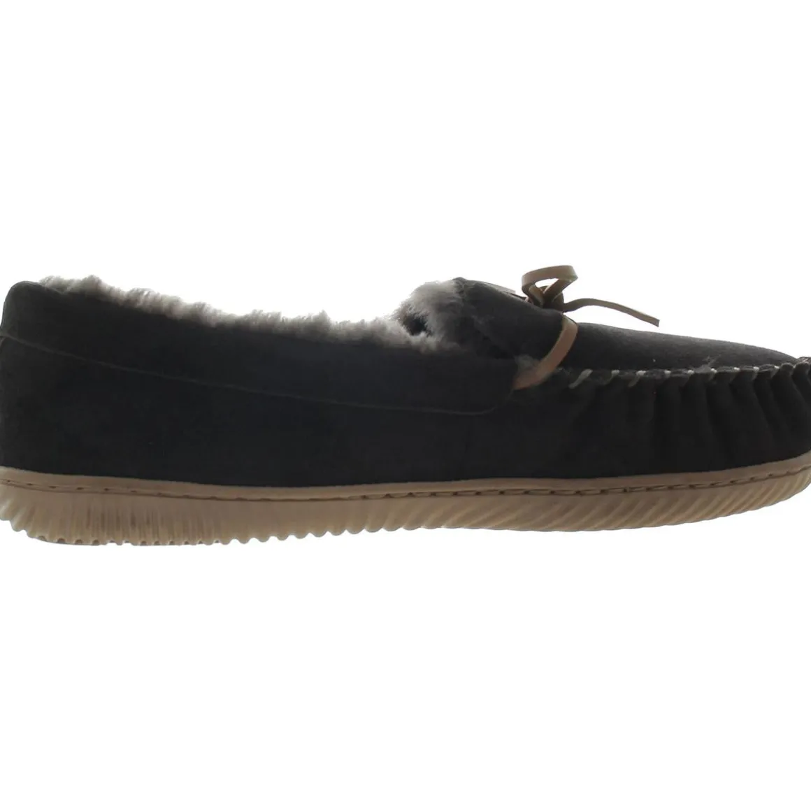 Textured Suede Moccasin Slippers