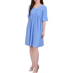 Textured V-Neck Shift Dress