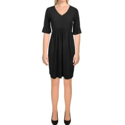 Textured V-Neck Shift Dress