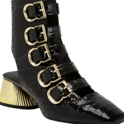 The Clarra Buckle Bootie Patent Zipper Booties