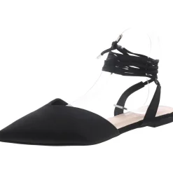 Theia Satin Ankle Wrap Ballet Flats
