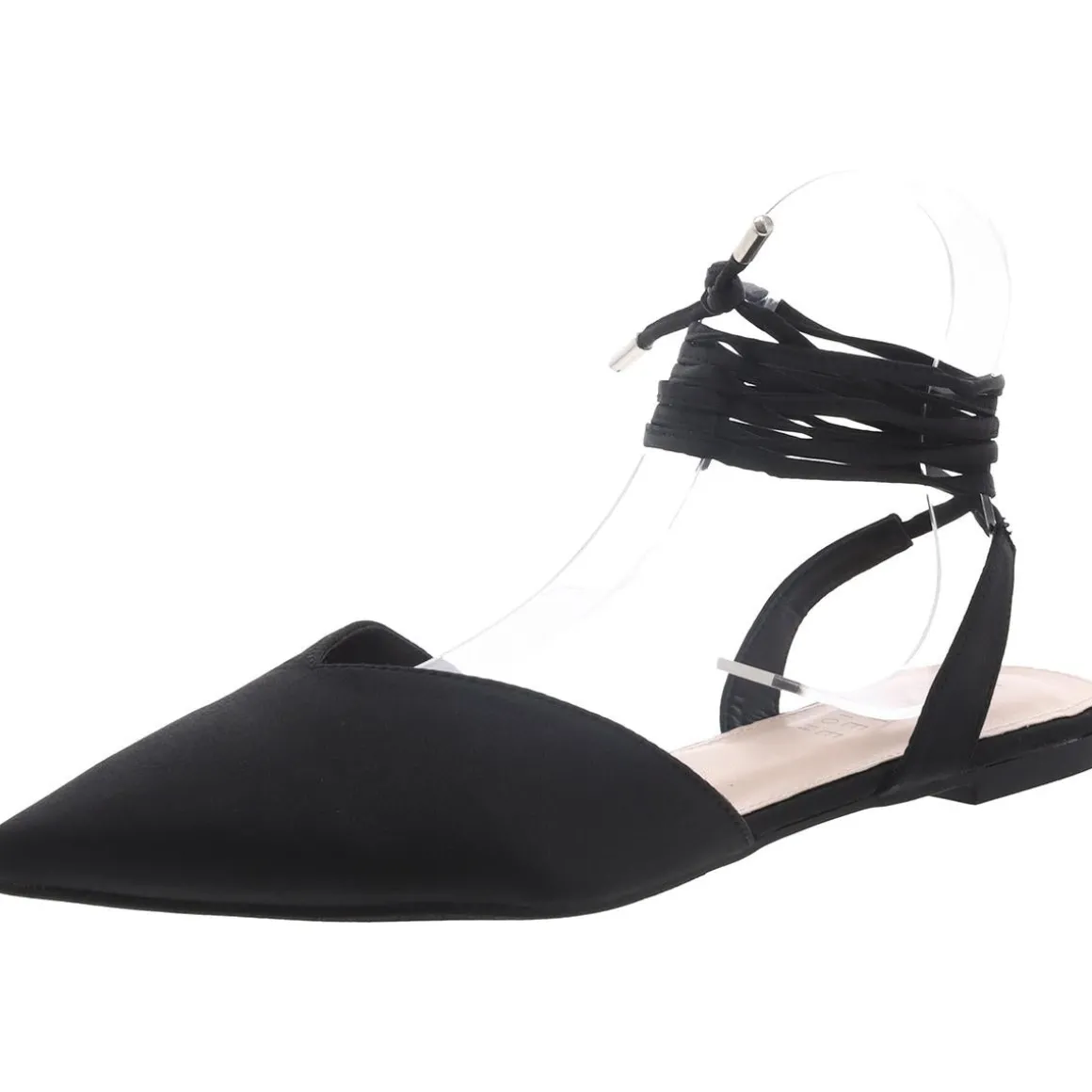 Theia Satin Ankle Wrap Ballet Flats