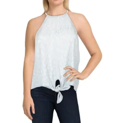 Tie Front Animal Print Halter Top