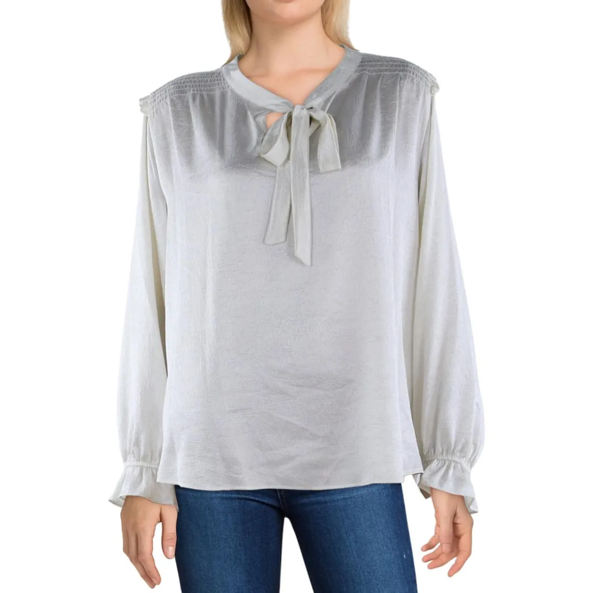 Tie Neck Ruffled Blouse