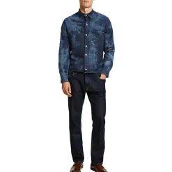 Tie-Dye Denim Button-Down Shirt