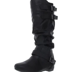 Tiffany Buckle Faux Leather Mid-Calf Boots