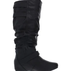 Tiffany Buckle Faux Leather Mid-Calf Boots