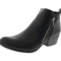 Timber Faux Leather Round Toe Ankle Boots