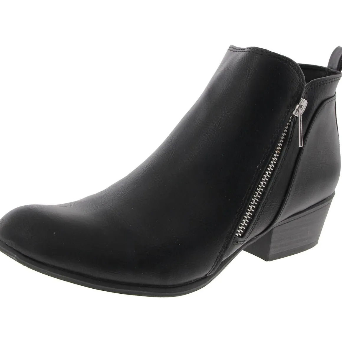 Timber Faux Leather Round Toe Ankle Boots