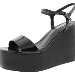 Timeout Textured Patent Wedge Sandals