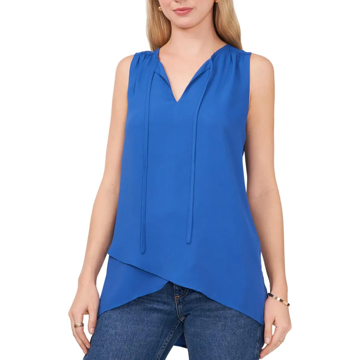 Tulip Hem V-Neck Shell