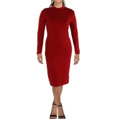 Turtleneck Ribbed Knit Sweaterdress