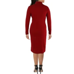 Turtleneck Ribbed Knit Sweaterdress