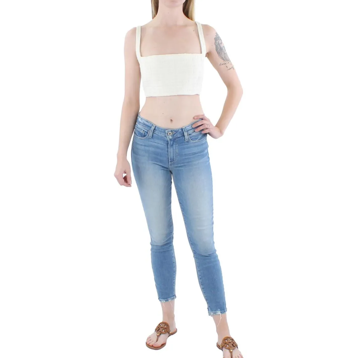 Tweed Square Neck Cropped