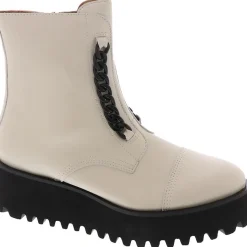 Twin Chain Chain Leather Ankle Boots