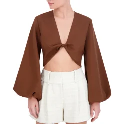 Twist front Linen Blend Cropped