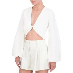 Twist front Linen Blend Cropped