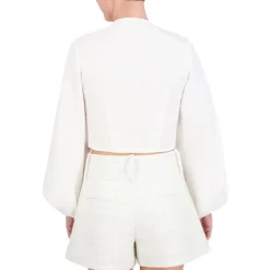 Twist front Linen Blend Cropped