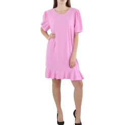 U-Neck Solid Midi Dress