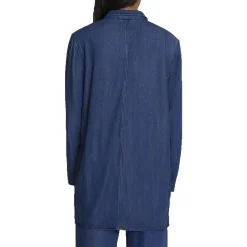 Unlined Denim One-Button Blazer