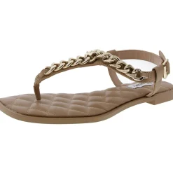 Unlock Chain Faux Leather Thong Sandals