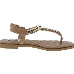 Unlock Chain Faux Leather Thong Sandals
