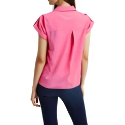 Utility Top Collar Cotton Button-Down Top