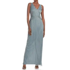 V Neck Beaded Evening Dress